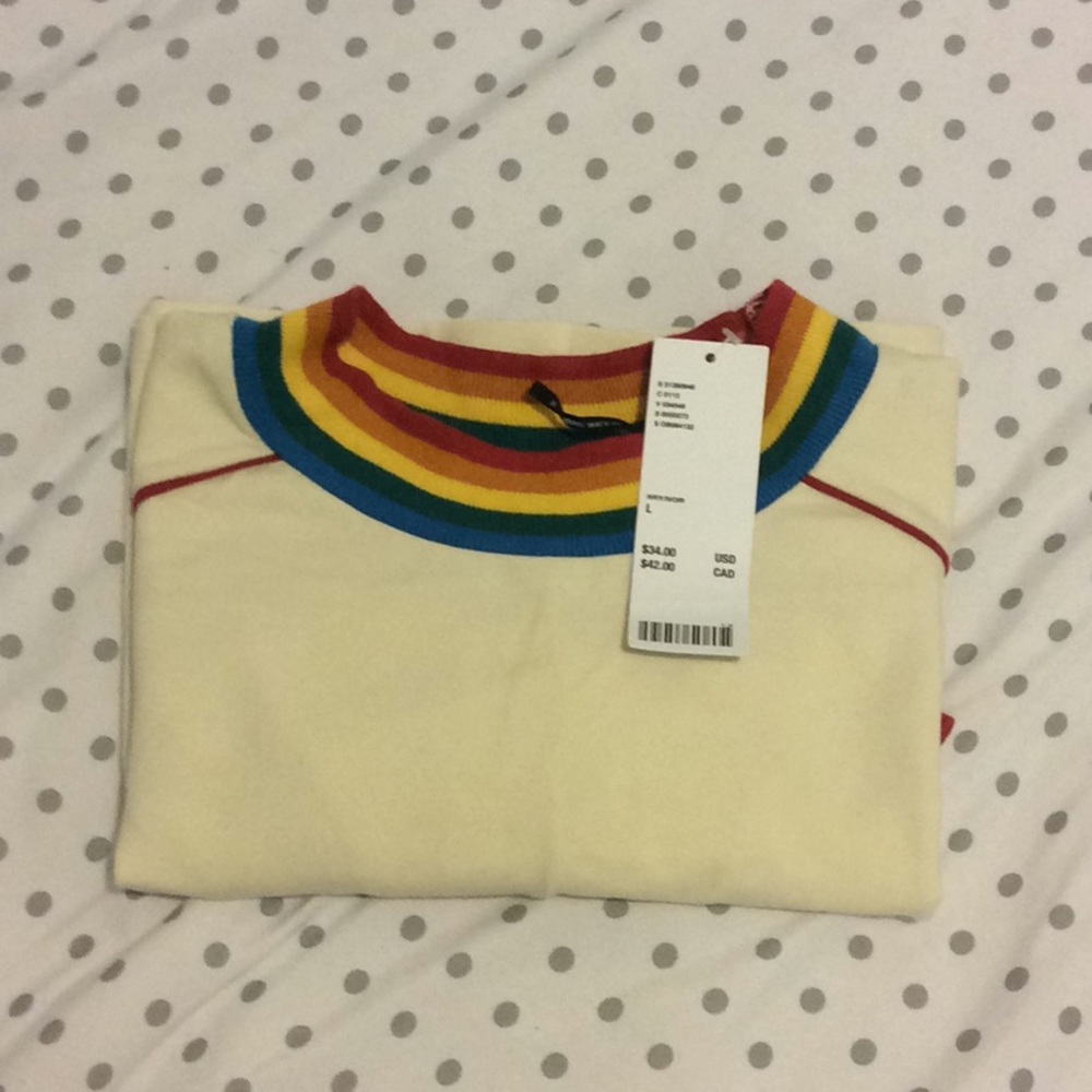 Urban Outfitters Rainbow trim ringer tee